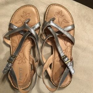 Born silver sandals size 8